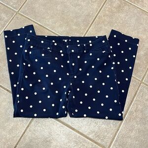 Old Navy Mid-Rise Navy Blue Polka Dot Pixie Ankle Pants